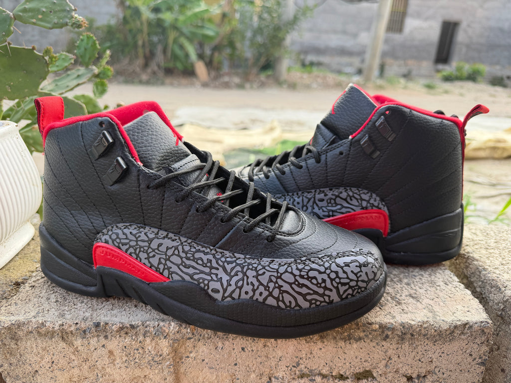 Black & Red Elephant-Print High-Top Sneakers
