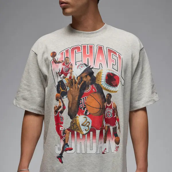 Men's Jordan Flight Essentials Oversized T-Shirt - Grey/Varsity Red