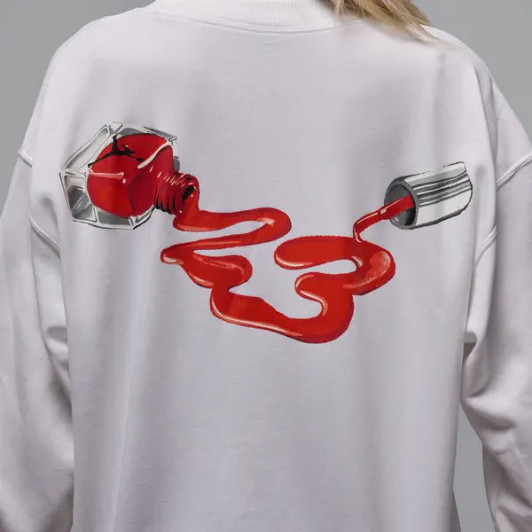 Women's Jordan Brooklyn Fleece Crew-Neck Sweatshirt - White/Red