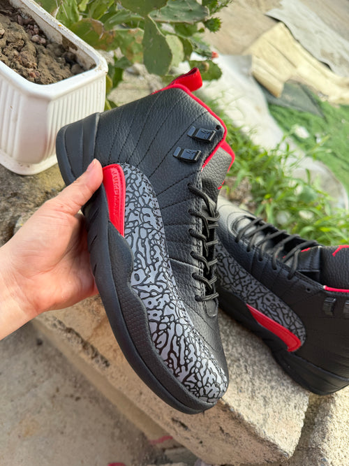 Black & Red Elephant-Print High-Top Sneakers
