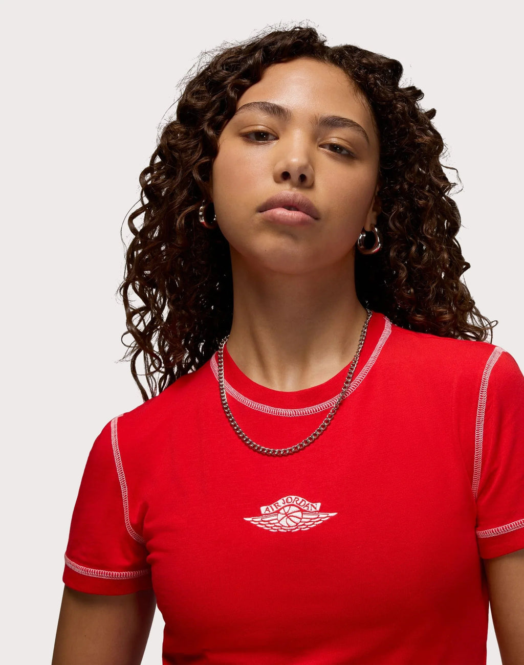 Women's Jordan Rare Air Slim Graphic Cropped T-Shirt - University Red