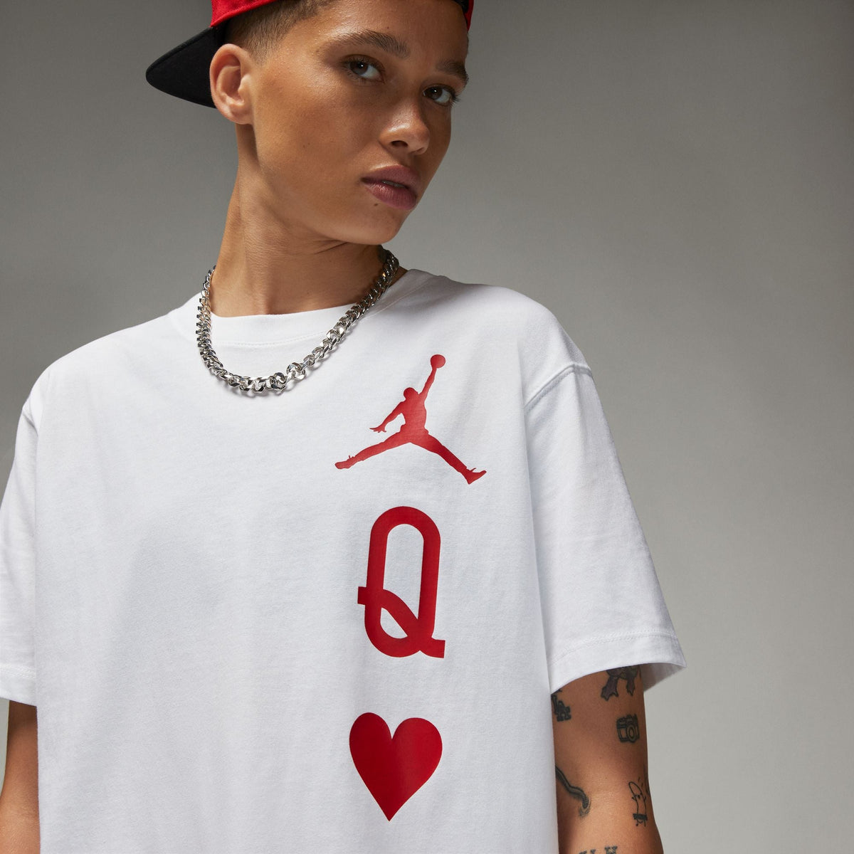 Women's Jordan Flight T-Shirt - White/Gym Red