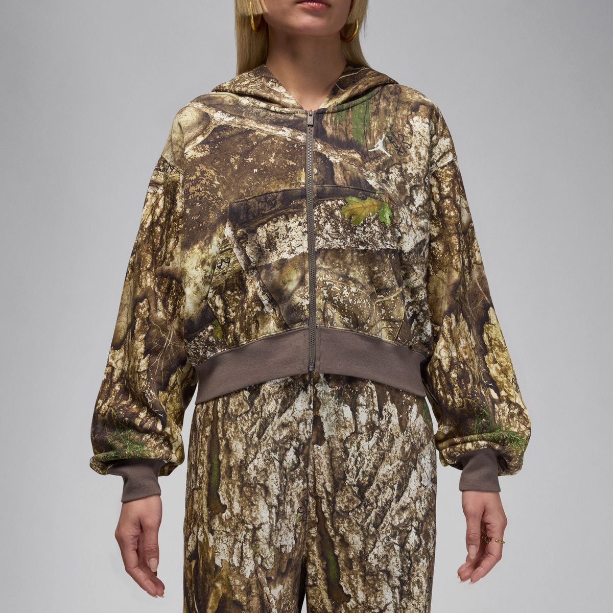 Women's Jordan Brooklyn Fleece Realtree Mod Crop Full-Zip Hoodie - Sail/Sail