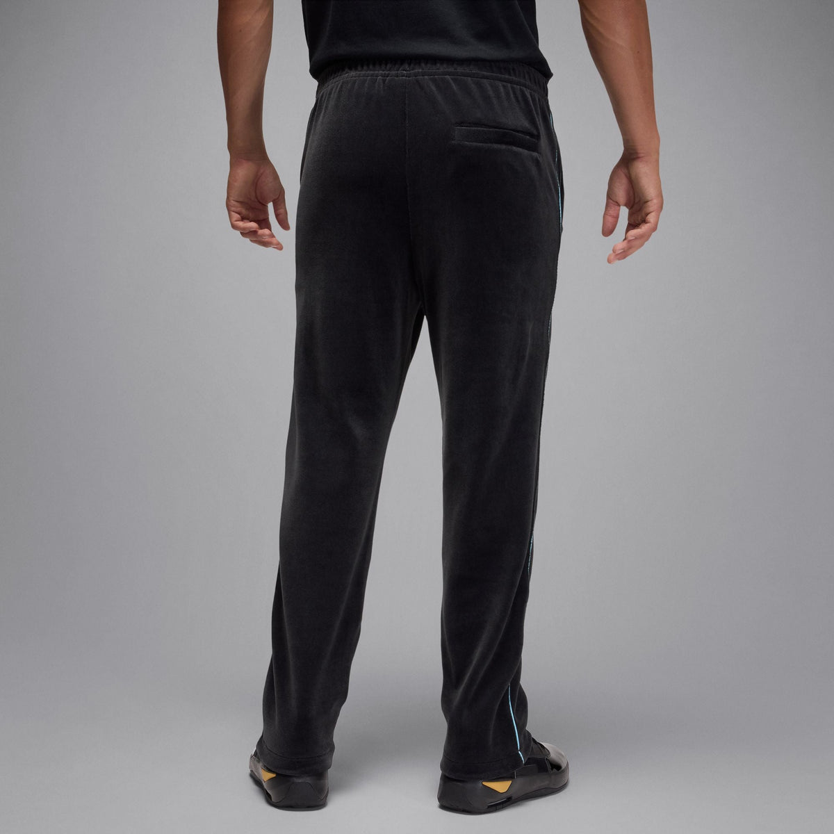 Men's Jordan Brooklyn Velour Track Pants - Black/Blue Chill