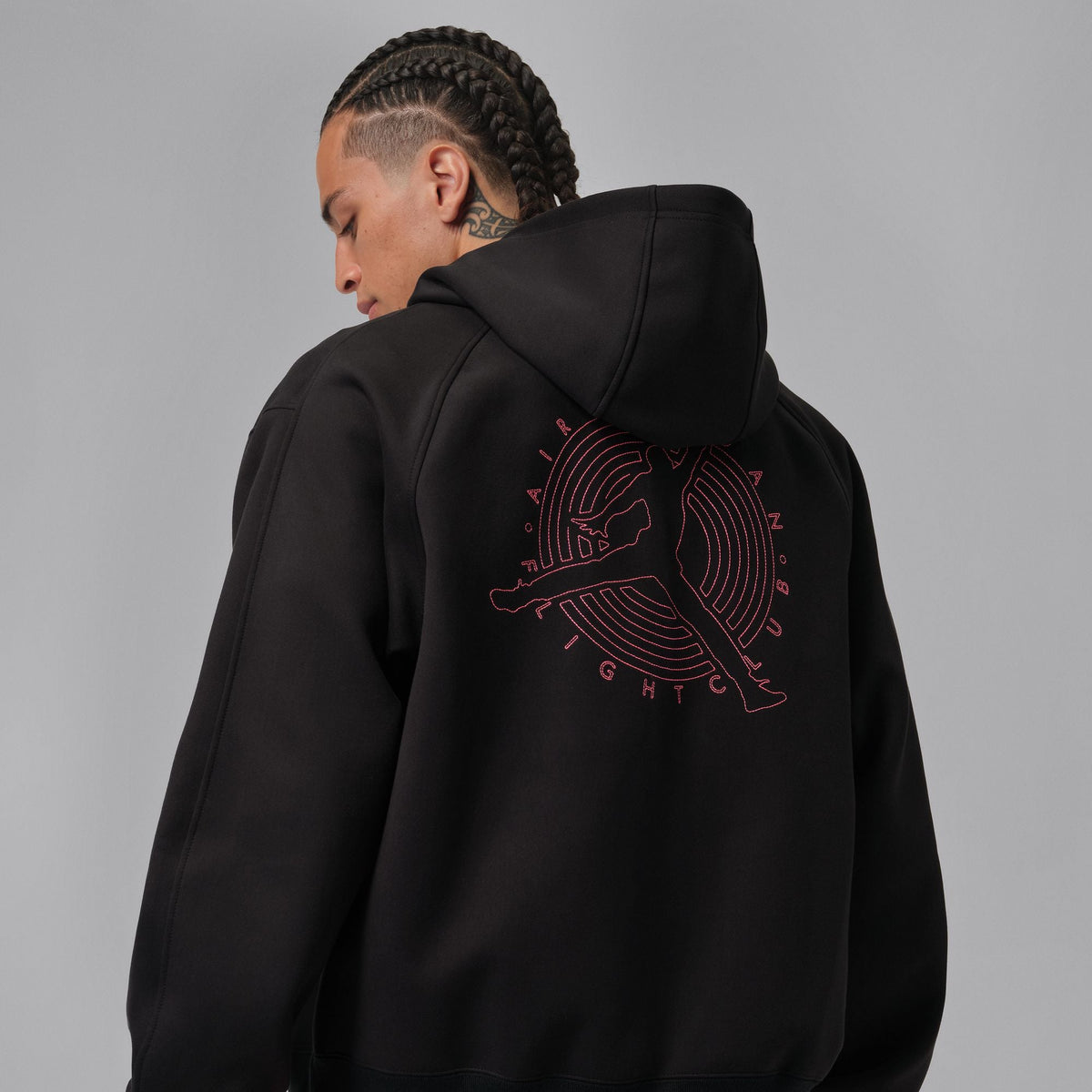 Men's Jordan Flight Club Fleece Full-Zip Knit Hoodie - Black