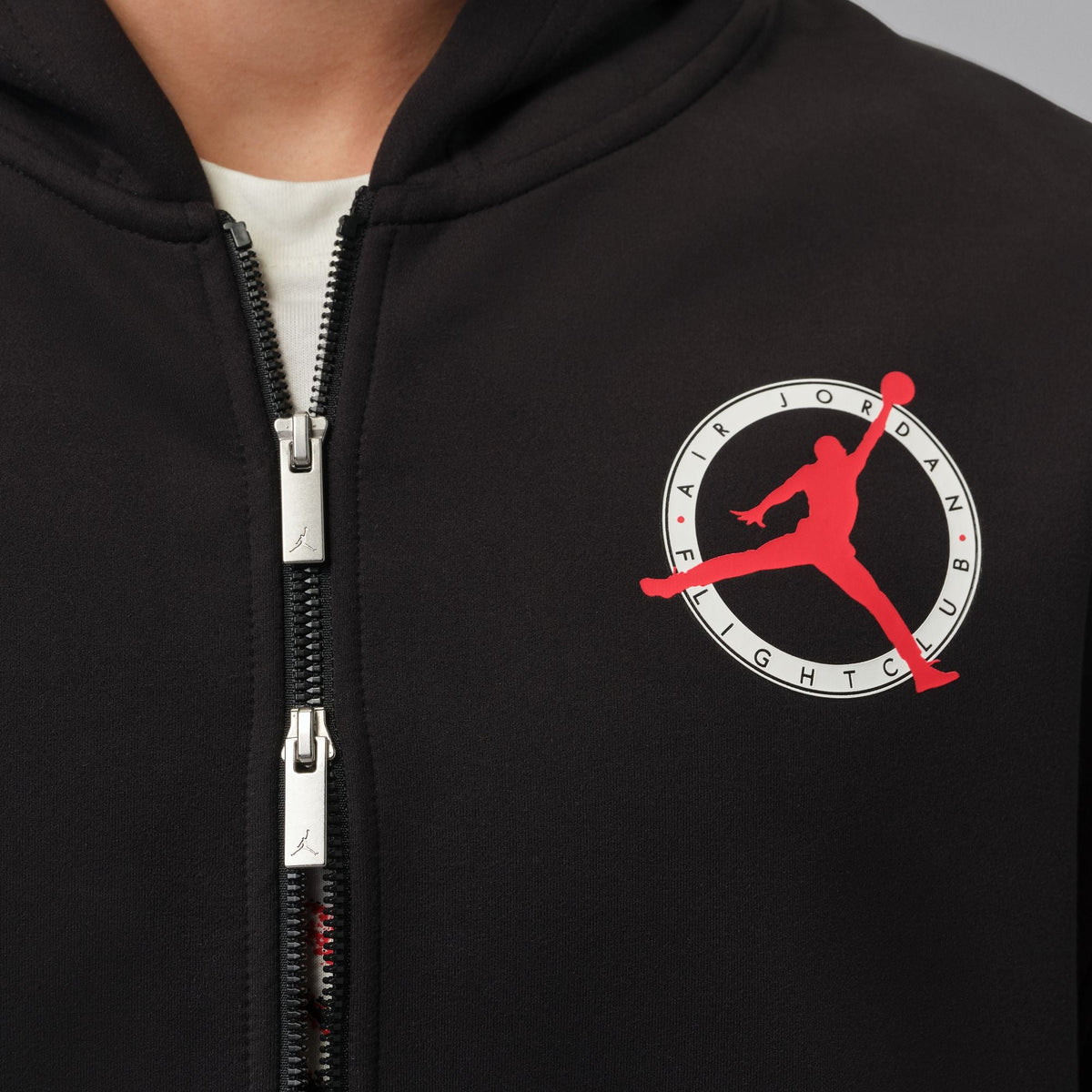 Men's Jordan Flight Club Fleece Full-Zip Knit Hoodie - Black