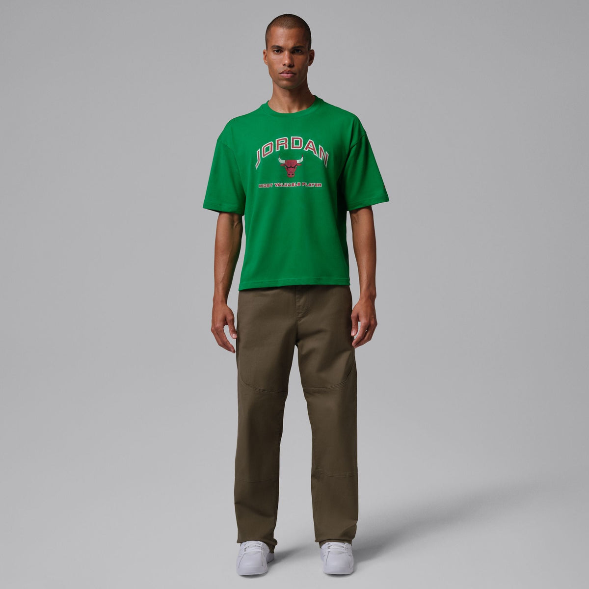 Men's Nike Jordan Flight Essentials Boxy Graphic T-Shirt - Lucky Green/University Red