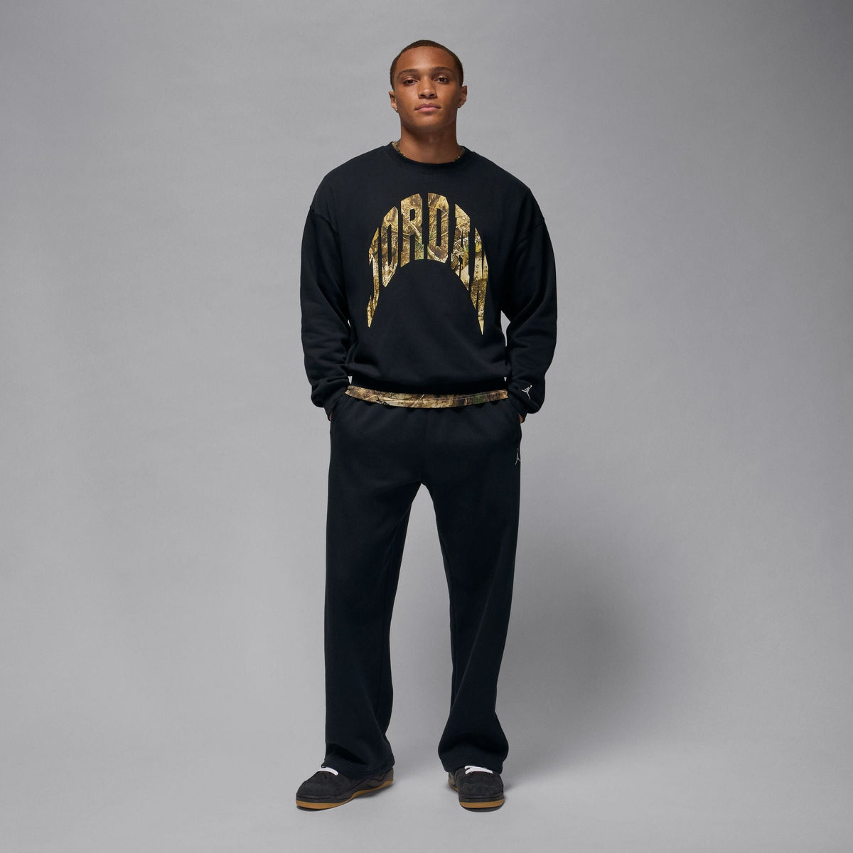Men's Jordan Brooklyn French Terry Realtree Crew-Neck Sweatshirt - Black/Sail