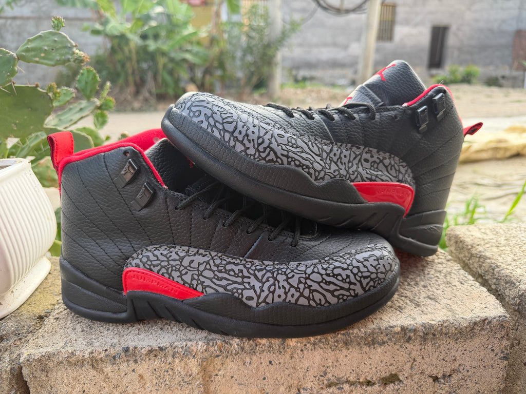 Black & Red Elephant-Print High-Top Sneakers