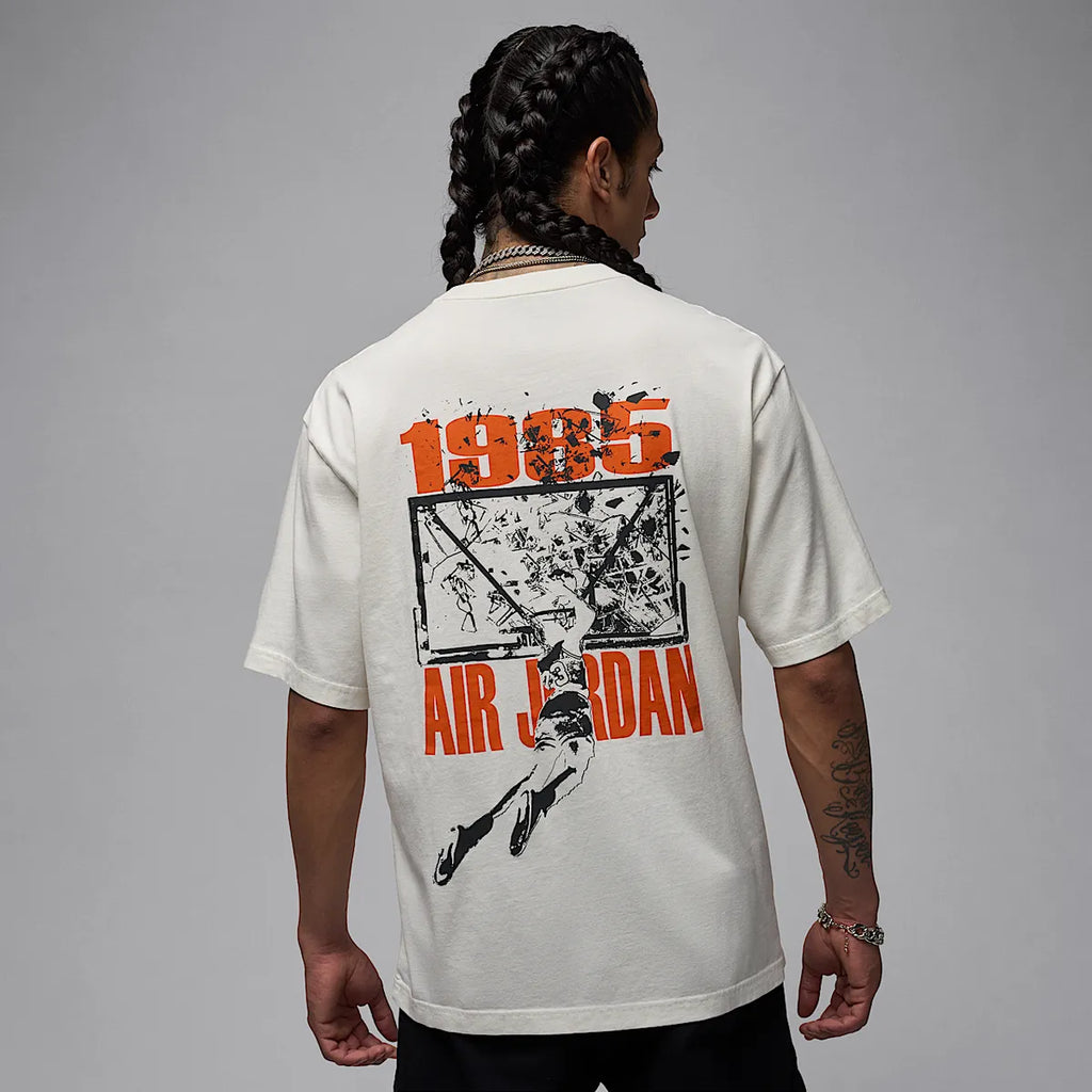 Men's Jordan Brooklyn Shattered Backboard Oversized Graphic T-Shirt - Sail/Off-Noir